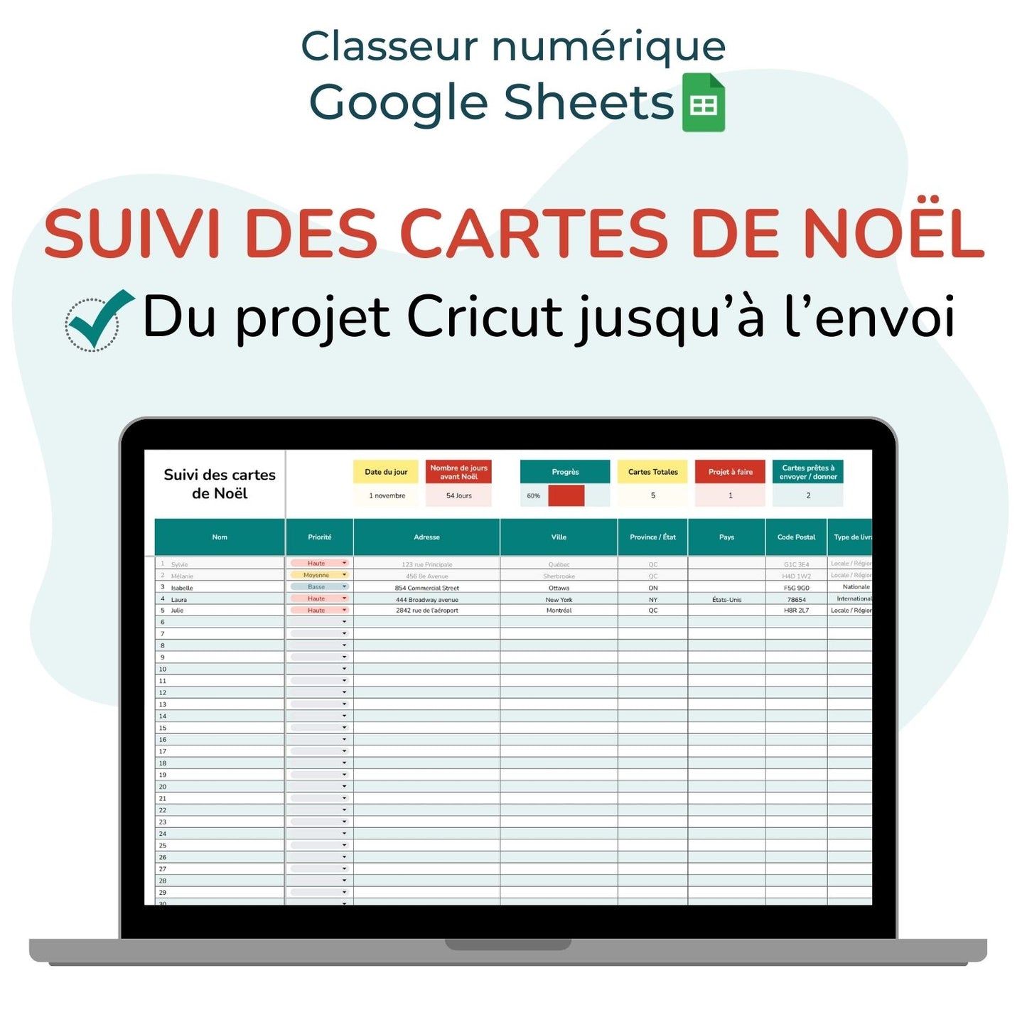 Image du Classeur numérique pour le suivi des cartes de Noël Cricut en français