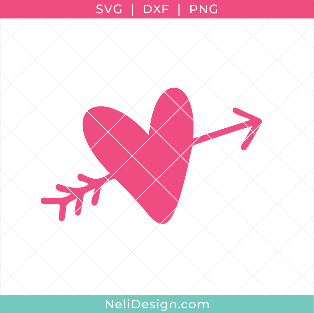 Image du fichier svg d'un coeur avec une flèche à utiliser avec votre Cricut pour réaliser des projets de la St-Valentin
