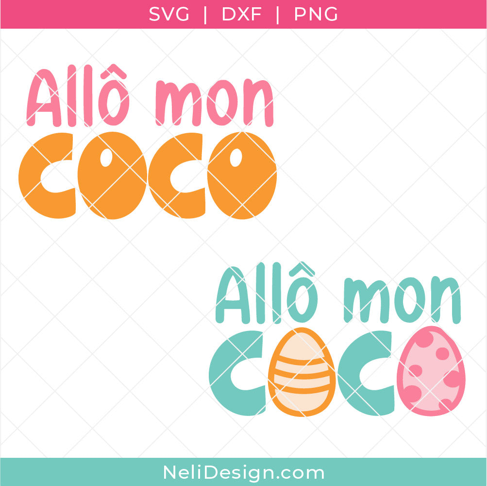 Image illustrant les fichiers svg en français utilisant la citation "Allô mon coco"