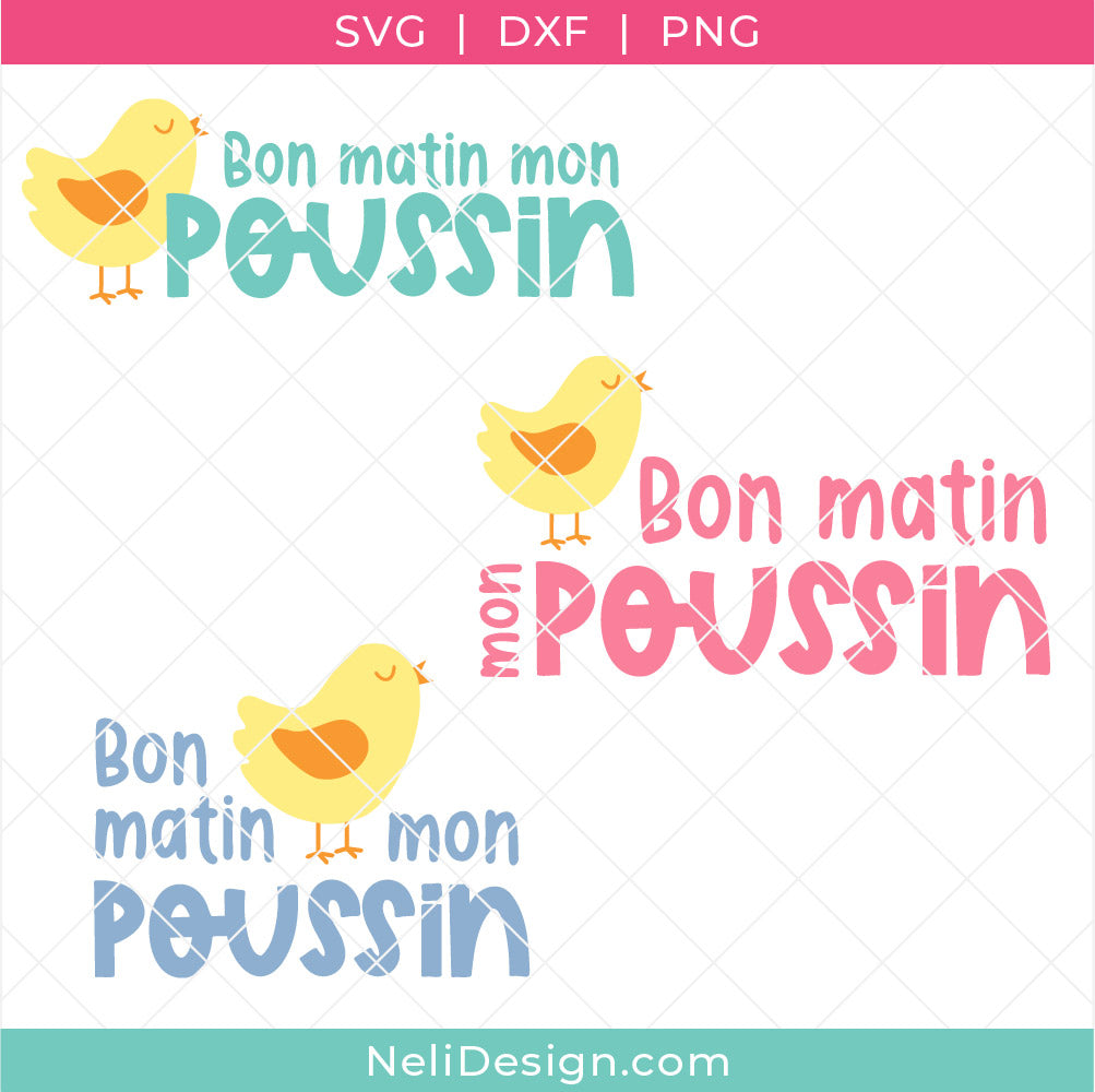 Image illustrant les fichiers svg en français utilisant la citation "Bon matin mon poussin"