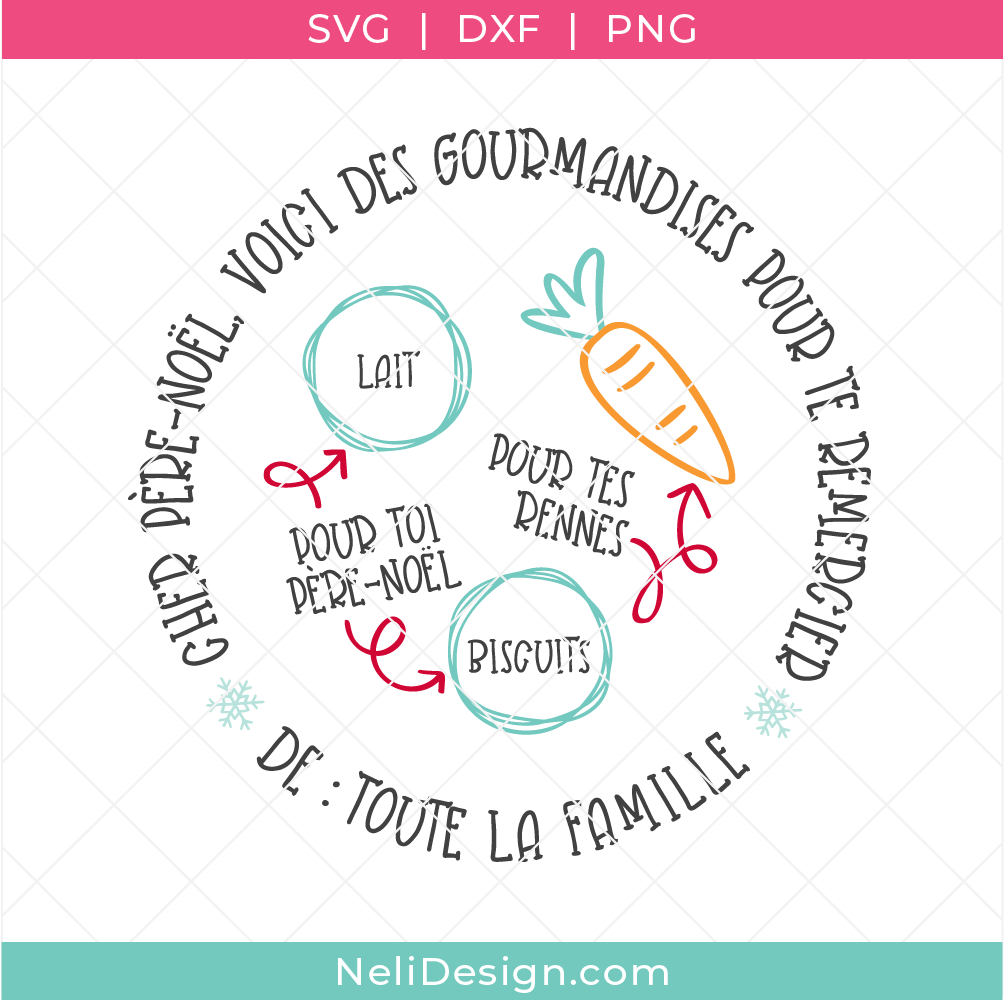 Image du fichier SVG en français permettant de réaliser une assiette ronde pour le Père-Noël