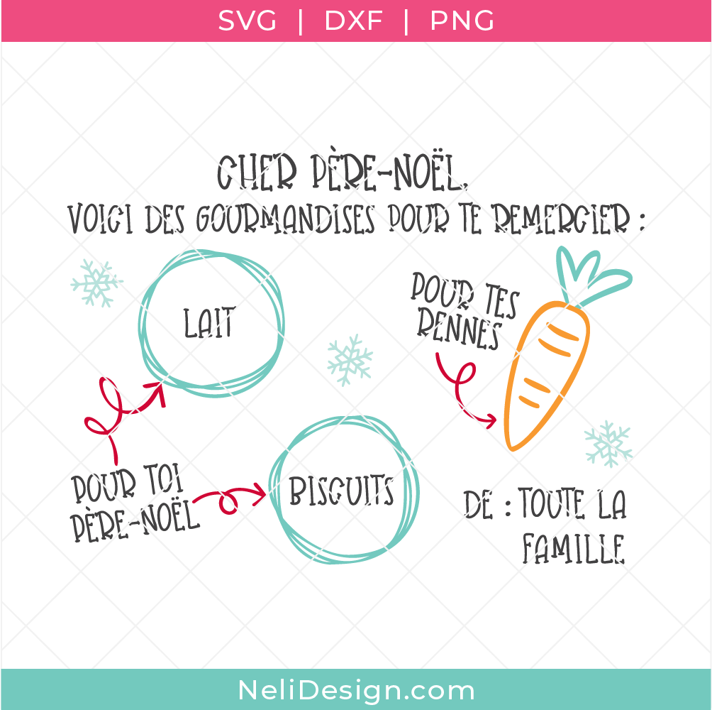 Image du fichier SVG en français permettant de réaliser une assiette ou un plateau rectangulaire pour le Père-Noël