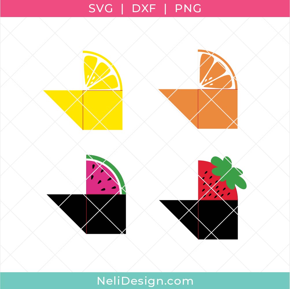 Image des fichiers SVG pour réaliser des signets de coin en papier cartonné en forme de fruits pour l'été