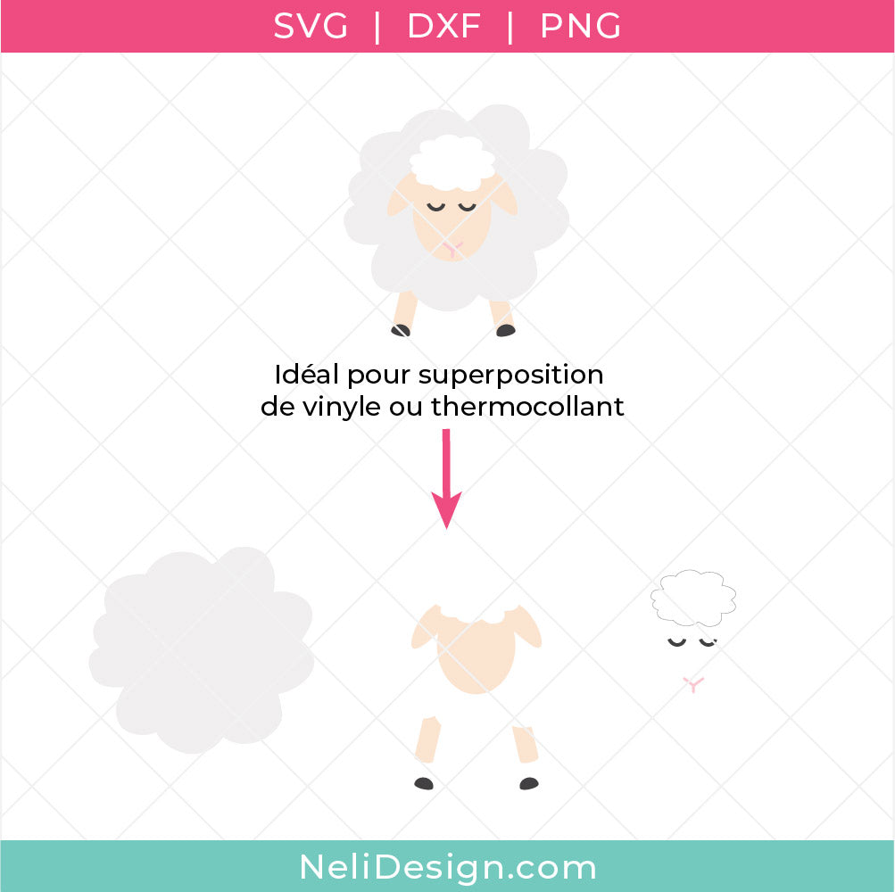 Image du fichier svg en français à utiliser avec votre Cricut où on voit les couches spécialement conçues pour une superposition de vinyle ou thermocollant pour des projets de la St-Valentin