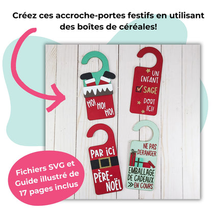 Photo des fichiers SVG en français découpés dans des boîtes de céréales avec une Cricut