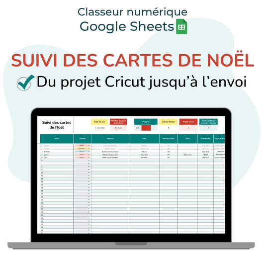 Image du Classeur numérique pour le suivi des cartes de Noël Cricut en français