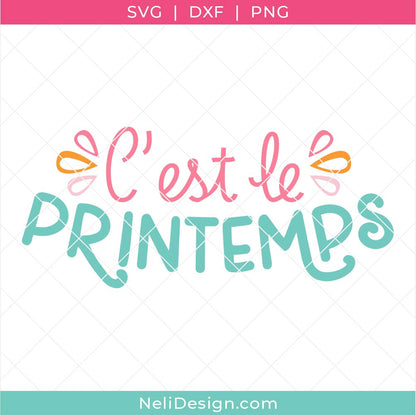 Image du fichier de découpe SVG en français C'est le printemps