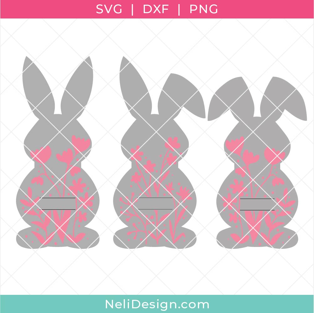 Image des fichiers SVG permettant la réalisation des 3 lapins porte-couverts avec de la feutrine et une Cricut