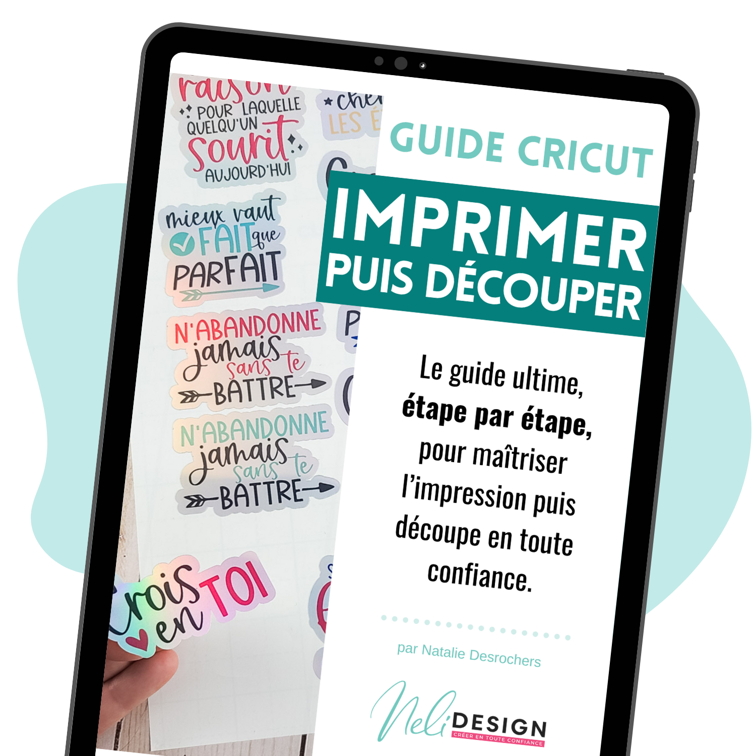 Illustration de la page couverture du Guide Cricut en français sur la fonction Imprimer puis découper