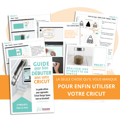 Image de plusieurs pages du livre numérique en français pour débutants, Guide pour bien débuter avec votre Cricut