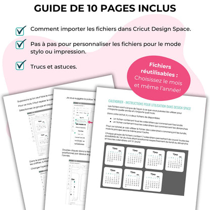 Guide pas à pas pour utiliser le calendrier en français dans Cricut Design Space en mode stylo ou impression