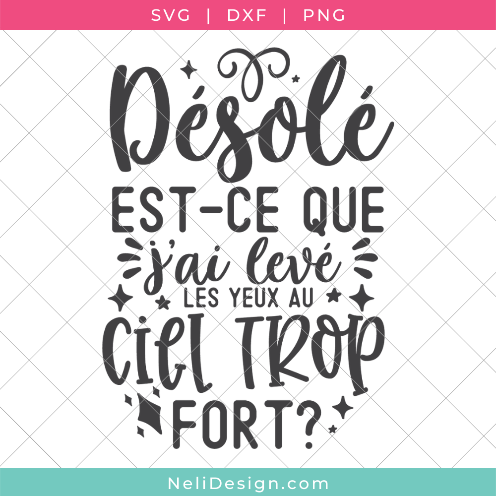Image du fichier SVG de la citation drôle en français pour votre Cricut : Désolé est-ce que j'ai levé les yeux au ciel trop fort?