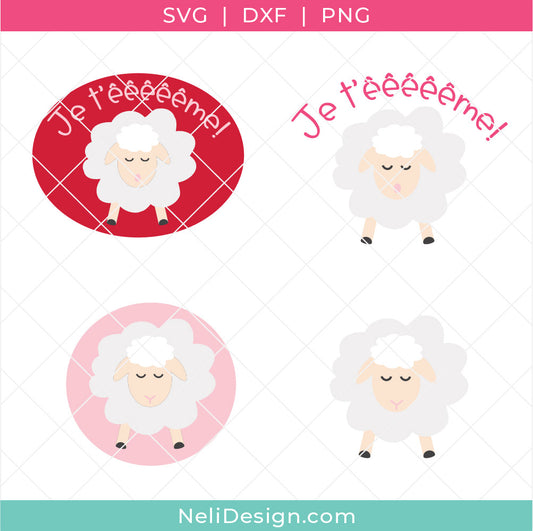 Image du regroupement de fichiers svg en français à utiliser avec votre Cricut pour réaliser des projets de la St-Valentin avec un peu d'humour et de tendresse.