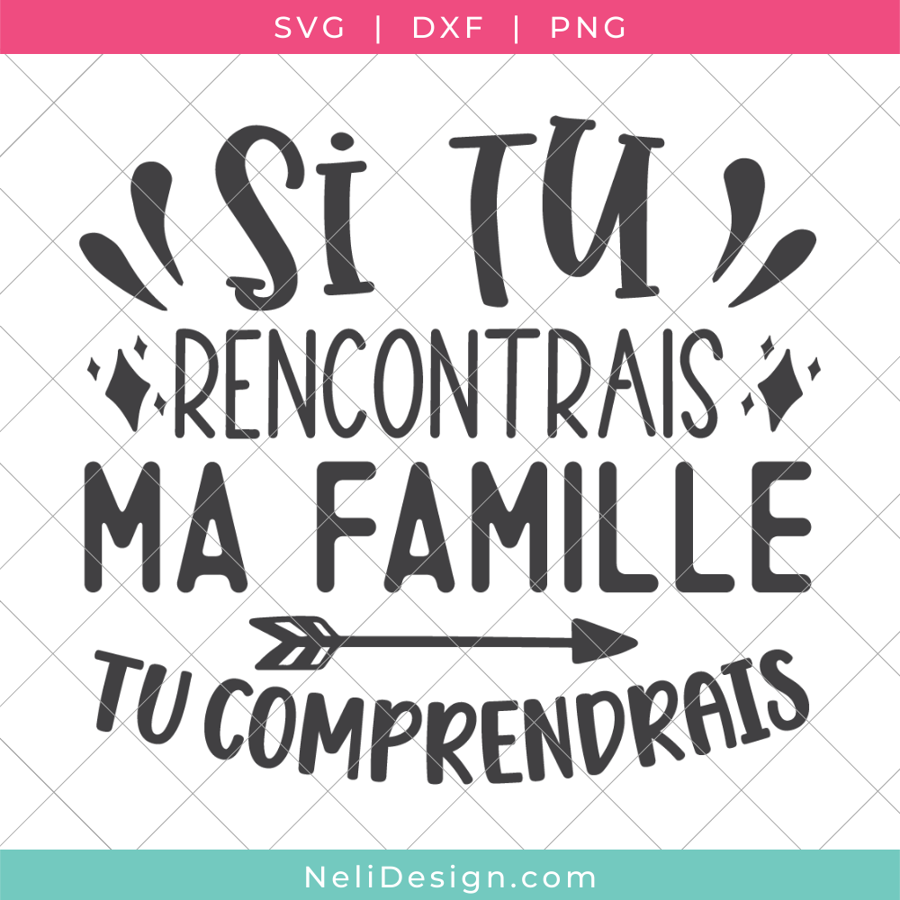 Image du fichier SVG de la citation drôle en français pour votre Cricut : Si tu rencontrais ma famille, tu comprendrais