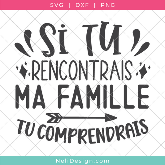 Image du fichier SVG de la citation drôle en français pour votre Cricut : Si tu rencontrais ma famille, tu comprendrais